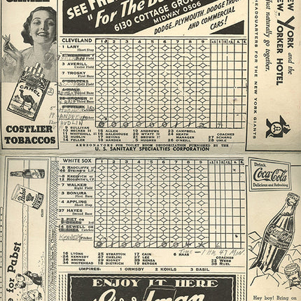 1937 Baseball Program Between The Chicago White Sox and Cleveland Indians (5/16/1937)