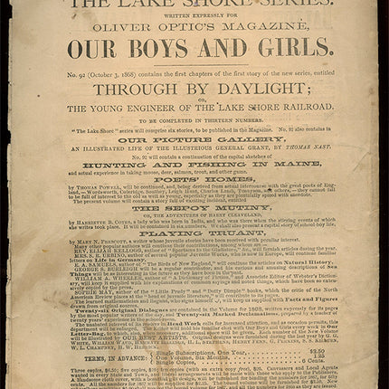 1869 Oliver Optics Magazine with Baseball Cover (Volume V., No. 107, January 16, 1869)