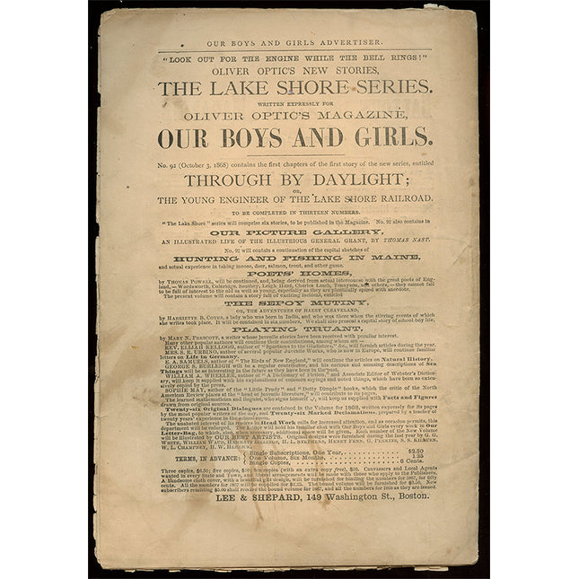 1869 Oliver Optics Magazine with Baseball Cover (Volume V., No. 107, January 16, 1869)