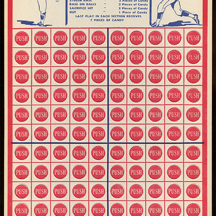 Vintage 1C baseball Punchboard Unused