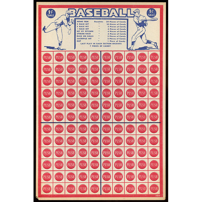Vintage 1C baseball Punchboard Unused