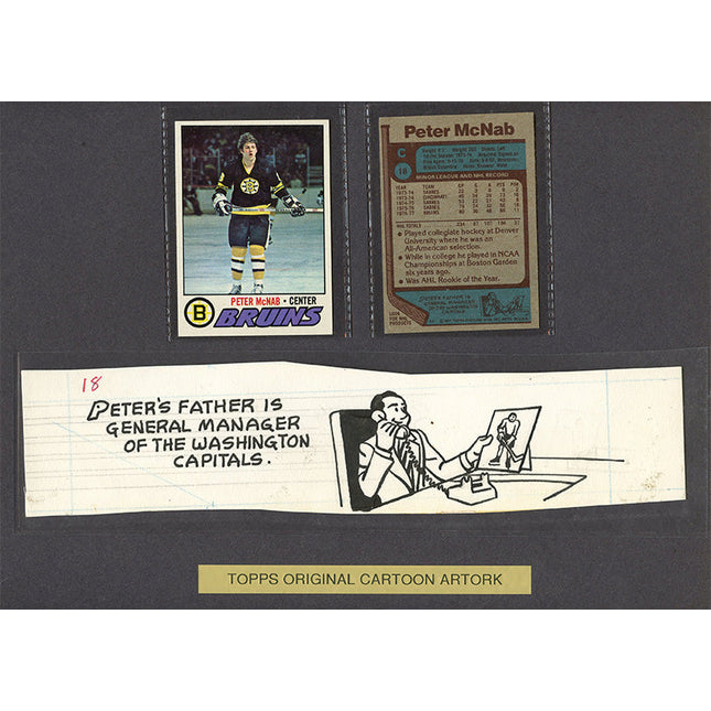 1977/78 Topps hockey #18 Peter McNab original Cartoon Artwork