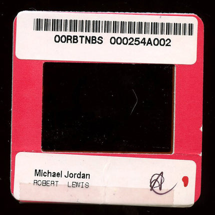 35mm Slide with a barcode and text, featuring 'Michael Jordan' and 'Robert Lewis' (Photographer)