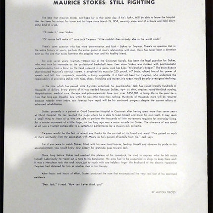 1965 NBA All star Game Program Maurice Stokes Game