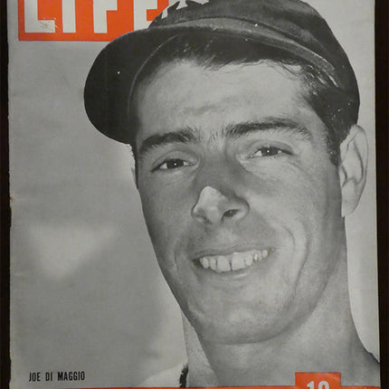 May 1, 1939 Life magazine Joe Dimaggio cover. A great cover photo on this 1st Life Magazine Cover for Joltin' Joe. Cover has paper loss at lower right.