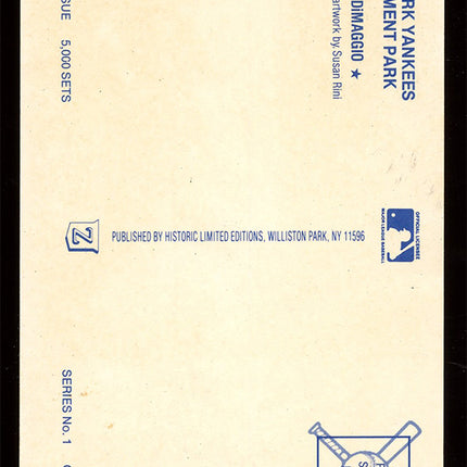 1990 Joe DiMaggio Autographed Susan Rini Postcard