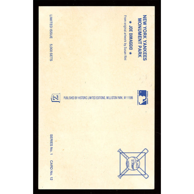 1990 Joe DiMaggio Autographed Susan Rini Postcard