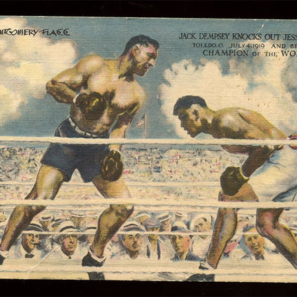 This is the color Dempsey Vs. Willard vintage postcard 