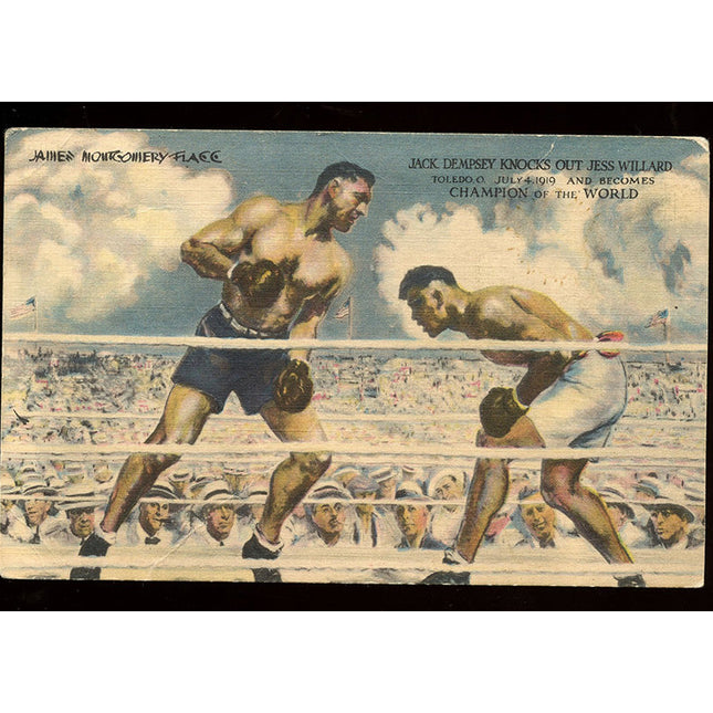 This is the color Dempsey Vs. Willard vintage postcard 
