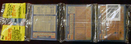 1984 Topps Rack Pack. This is an unopened and unsearched pack of 54 cards. Possible Mattingly and Strawberry rookies.