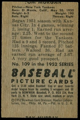 1952 Bowman Baseball #?? Tom Morgan EX++ back MC -15/115 T/B c02843