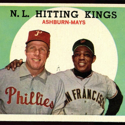 1959 Topps Baseball #17 N.L. Hitting Kings Ashburn - Mays EXMT c03258
